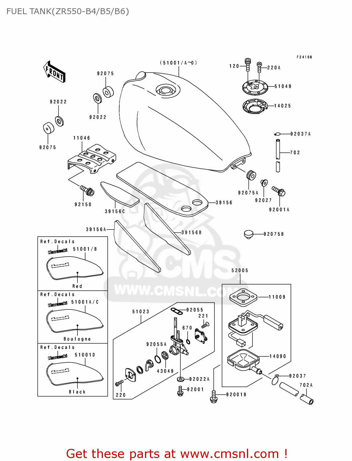 FUEL TANK(ZR550-B4/B5/B6) ZR550B4 ZEPHYR 1993 EUROPE UK FR NL FG GR SP