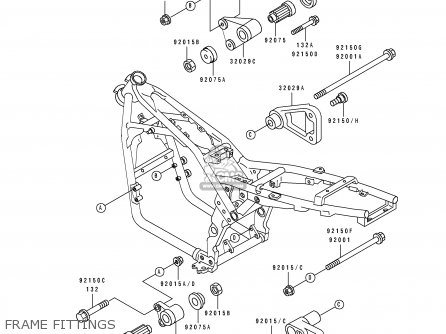 FRAME FITTINGS - ZR550B4 ZEPHYR 1993 EUROPE UK FR NL FG GR SP