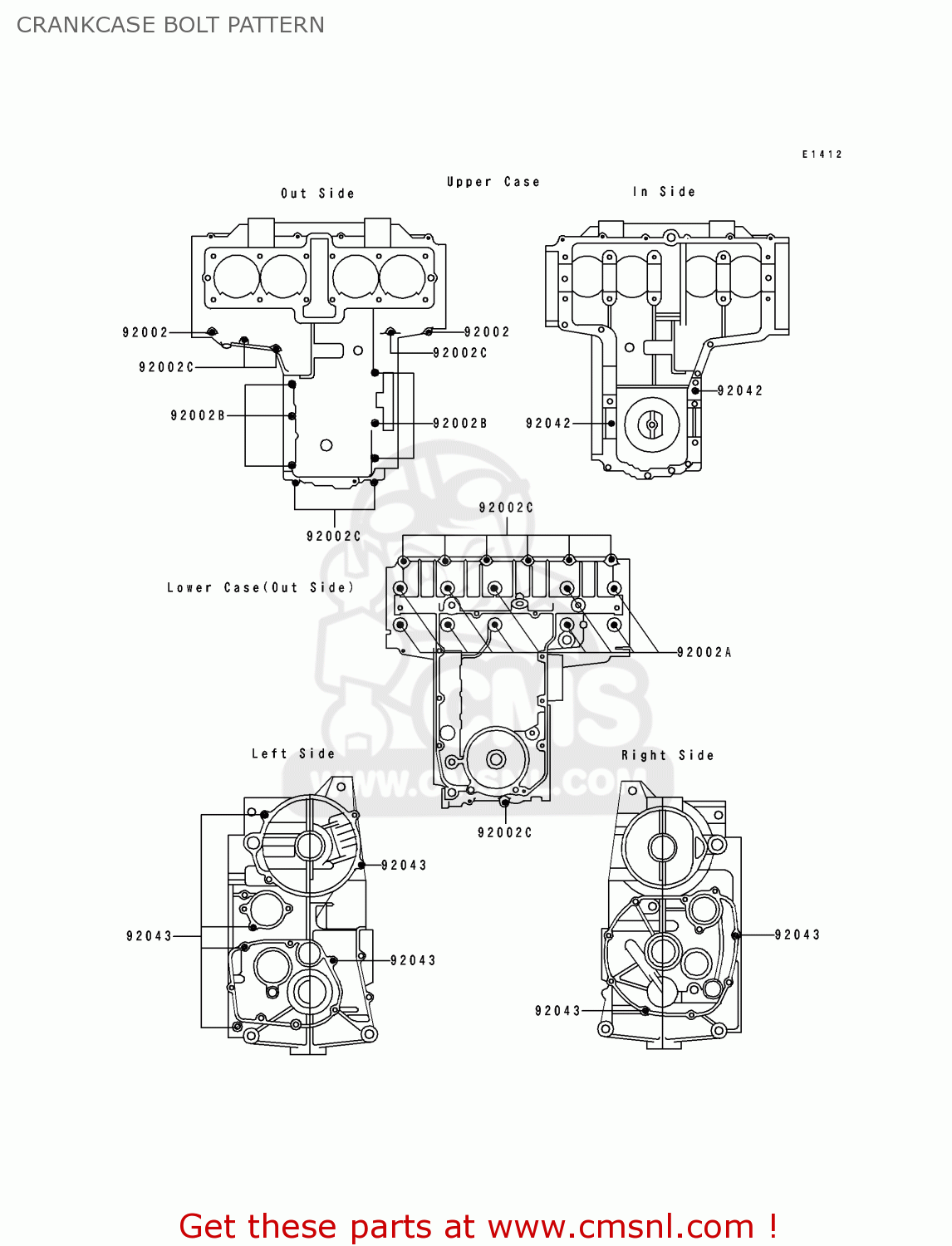 CRANKCASE BOLT PATTERN ZR550B5 ZEPHYR 1994 UNITED KINGDOM FR NL FG GR SD SP