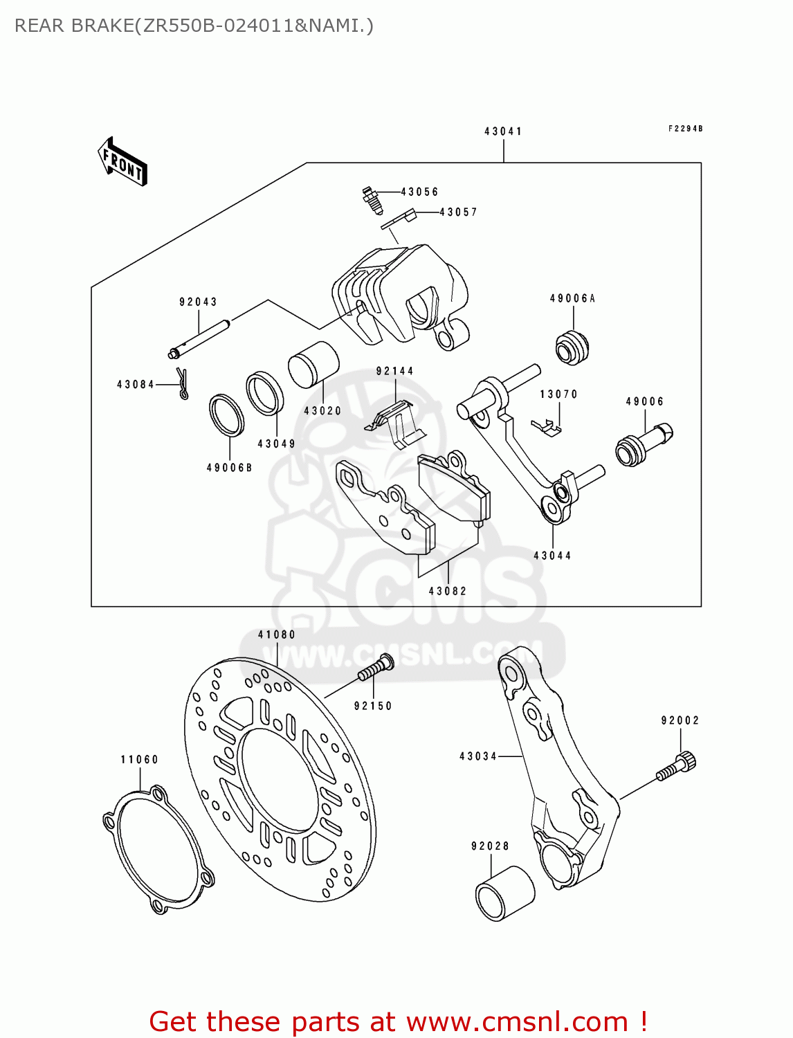REAR BRAKE(ZR550B-024011&NAMI.) ZR550B5 ZEPHYR 1994 UNITED KINGDOM FR NL FG GR SD SP