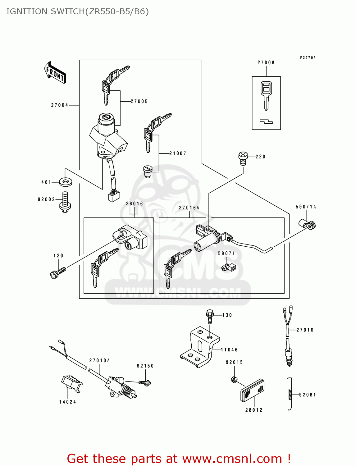 IGNITION SWITCH(ZR550-B5/B6) ZR550B5 ZEPHYR 1994 UNITED KINGDOM FR NL FG GR SD SP