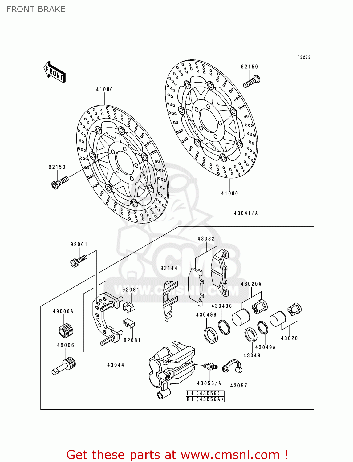 FRONT BRAKE ZR550B7 ZEPHYR 1996 EUROPE SD SP