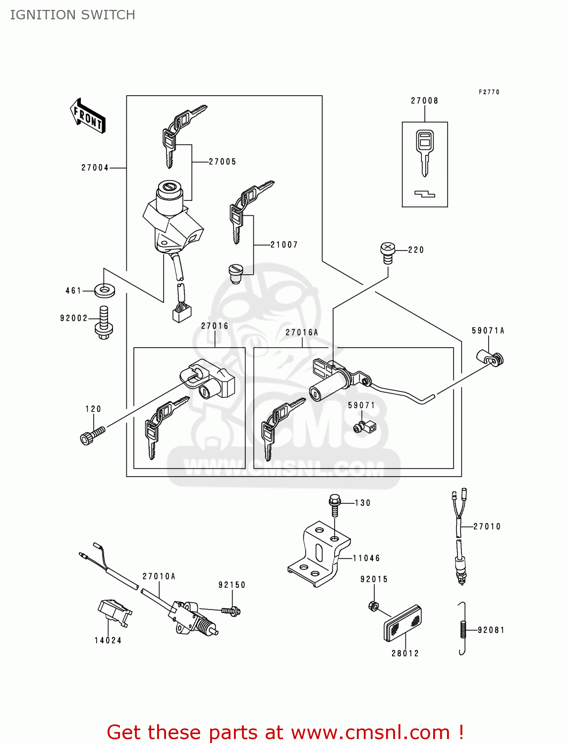 IGNITION SWITCH ZR550B7 ZEPHYR 1996 EUROPE SD SP