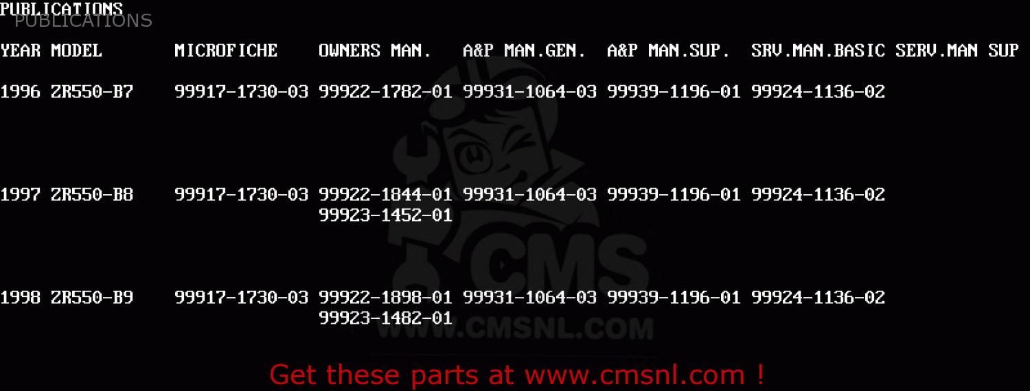 PUBLICATIONS ZR550B7 ZEPHYR 1996 EUROPE SD SP