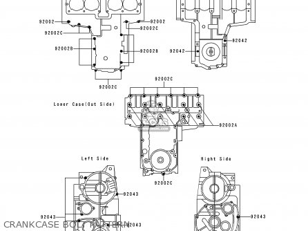 CRANKCASE BOLT PATTERN - ZR550B8 ZEPHYR 1997 AUSTRIA FG NR