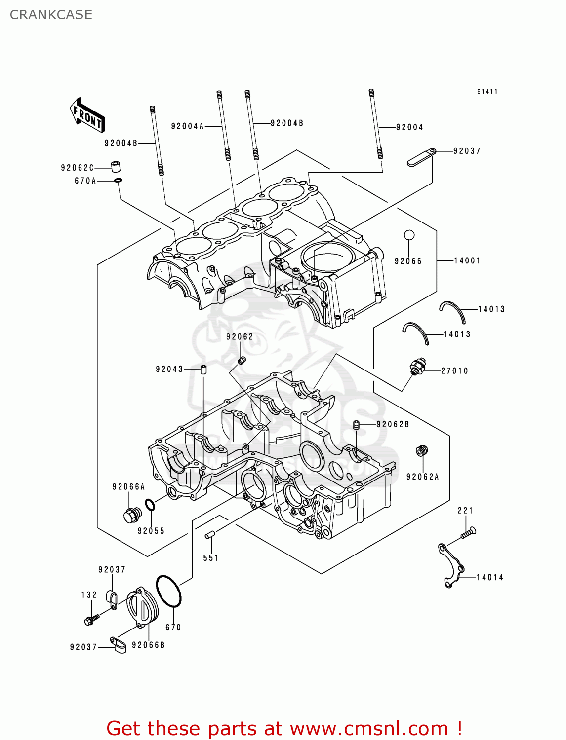 CRANKCASE ZR750C1 ZEPHYR 1991 USA CALIFORNIA CANADA