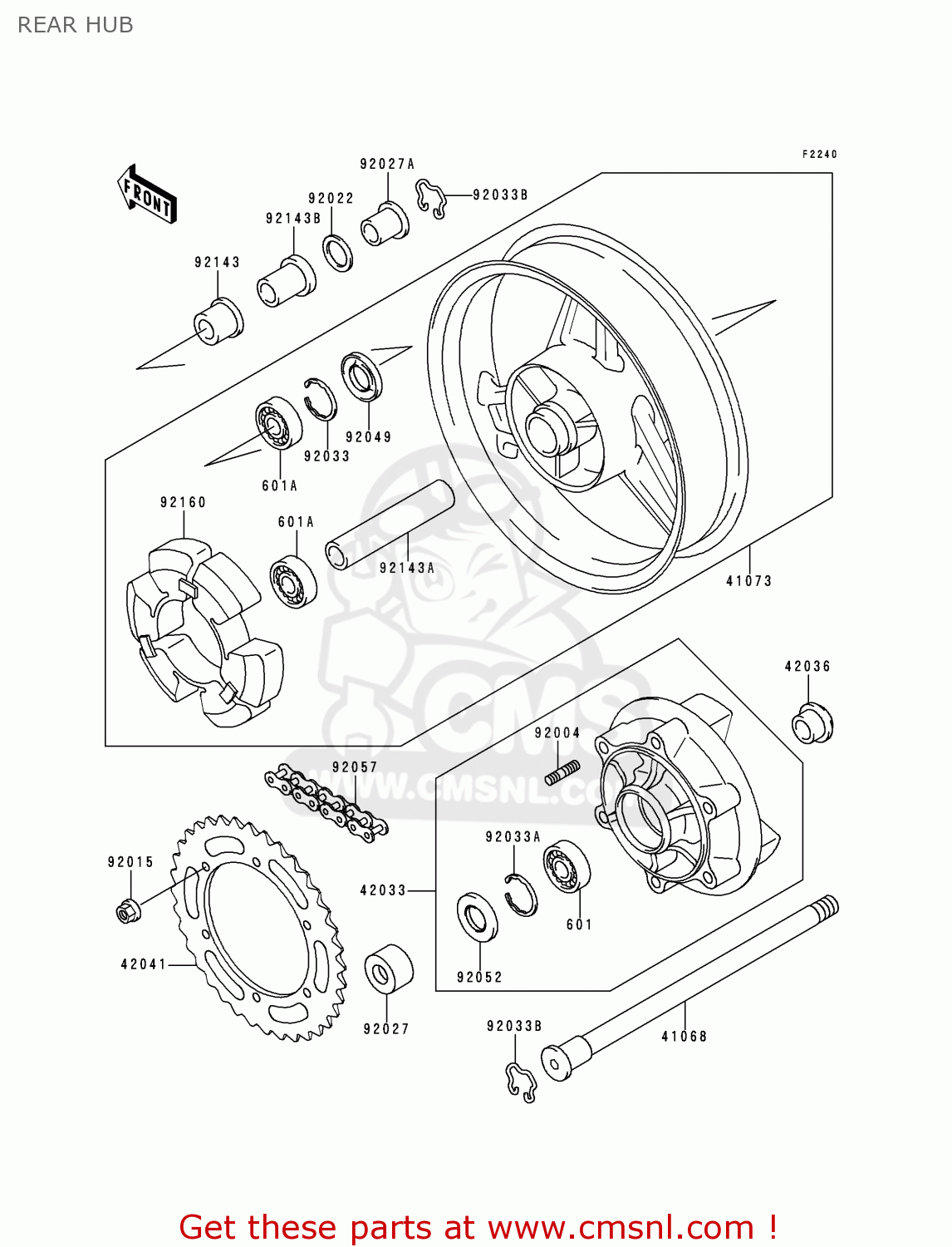 REAR HUB ZR750C1 ZEPHYR 1991 USA CALIFORNIA CANADA