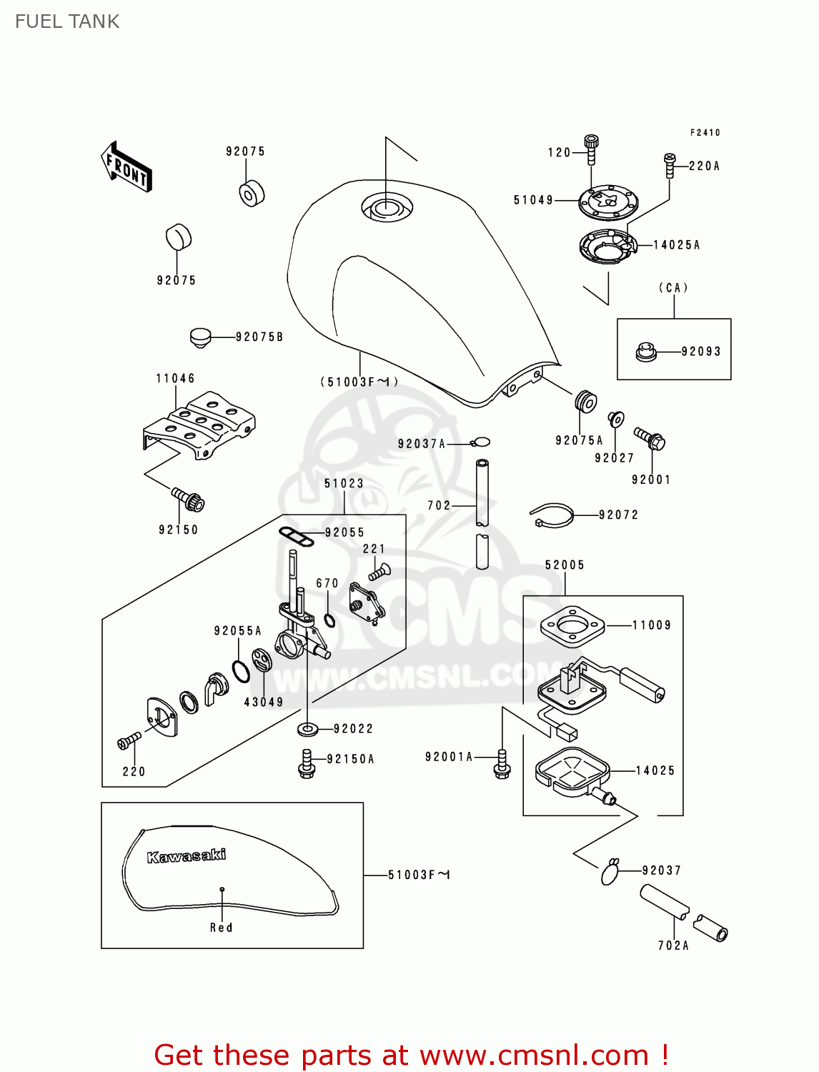 FUEL TANK ZR750C1 ZEPHYR 1991 USA CALIFORNIA CANADA