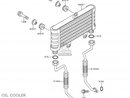 OIL COOLER - ZR750C1 ZEPHYR 1991 USA CALIFORNIA CANADA