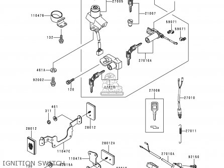 IGNITION SWITCH - ZR750C1 ZEPHYR 1991 USA CALIFORNIA CANADA
