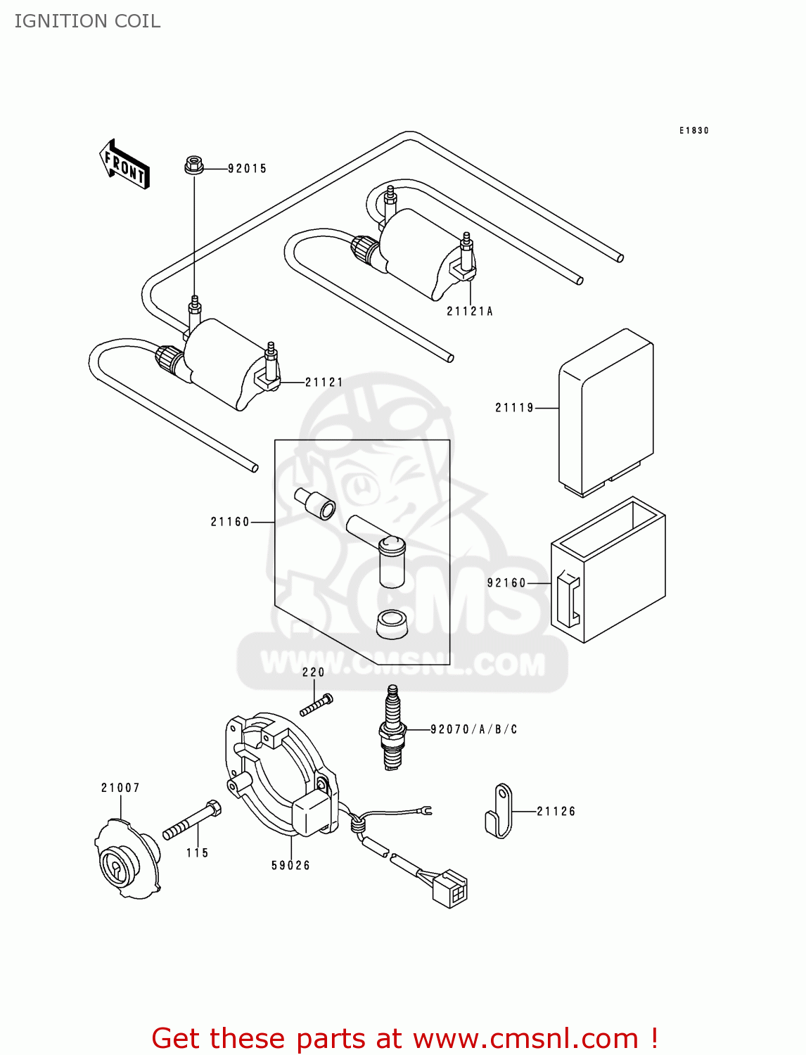 IGNITION COIL ZR750C1 ZEPHYR 750 1991 EUROPE UK FR AR FG GR IT NR SD SP ST