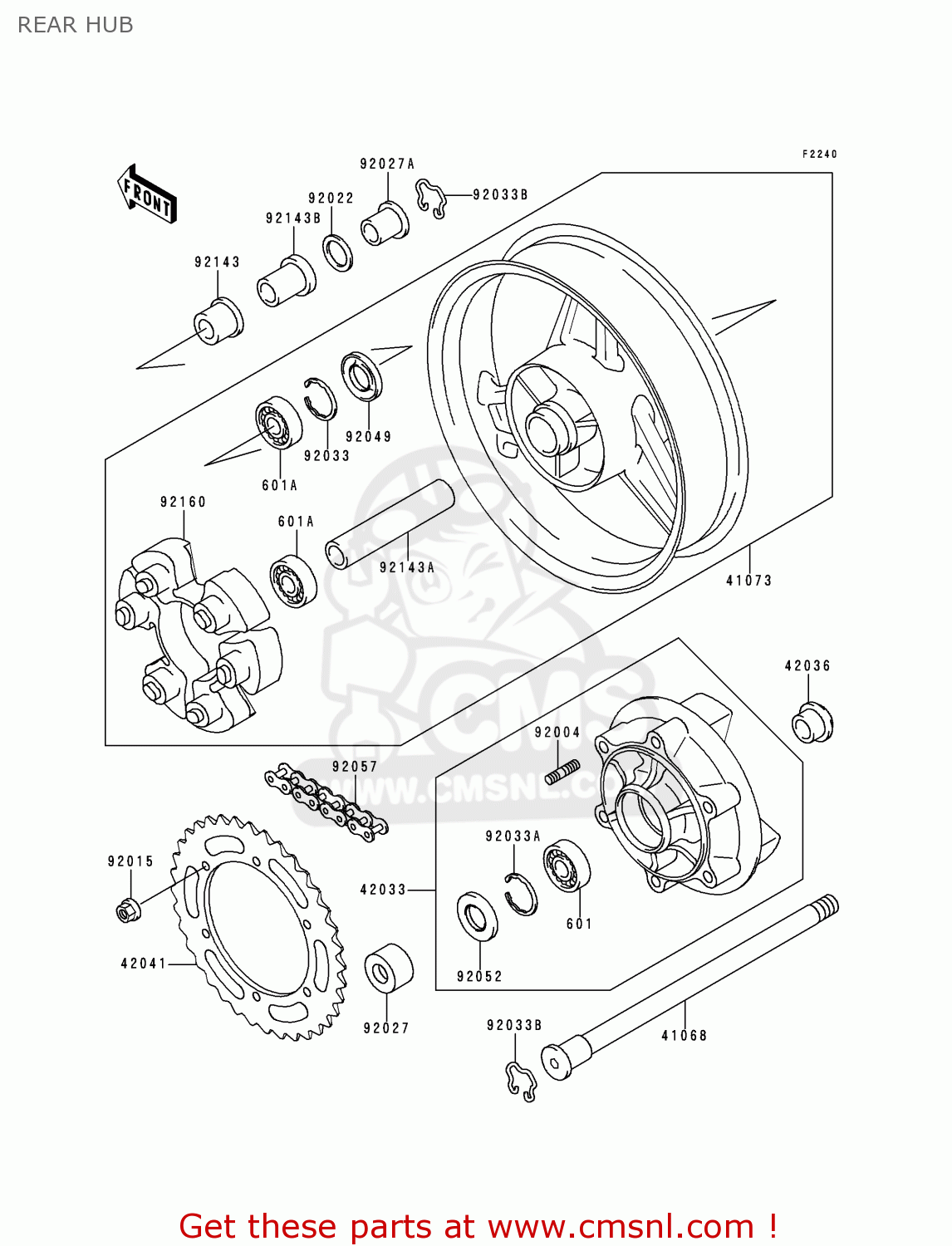REAR HUB ZR750C1 ZEPHYR 750 1991 EUROPE UK FR AR FG GR IT NR SD SP ST