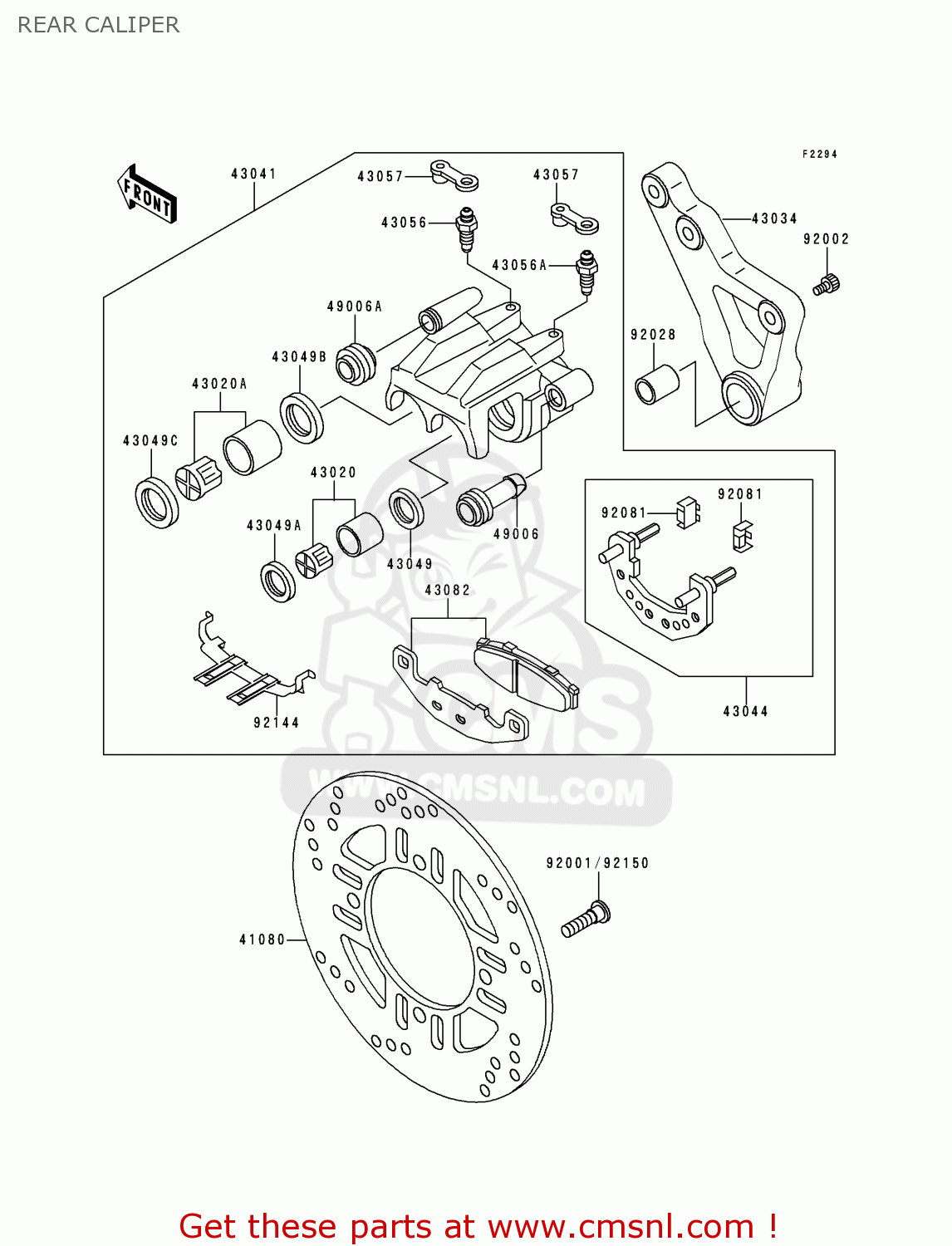 REAR CALIPER ZR750C1 ZEPHYR 750 1991 EUROPE UK FR AR FG GR IT NR SD SP ST