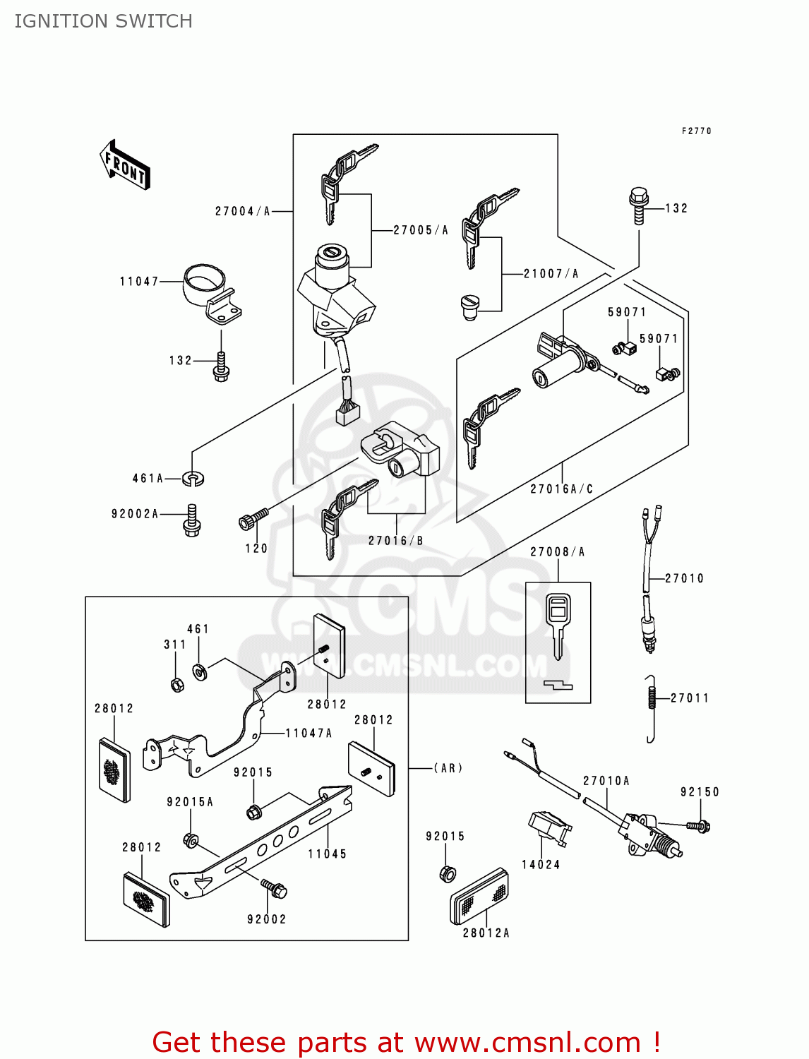 IGNITION SWITCH ZR750C1 ZEPHYR 750 1991 EUROPE UK FR AR FG GR IT NR SD SP ST