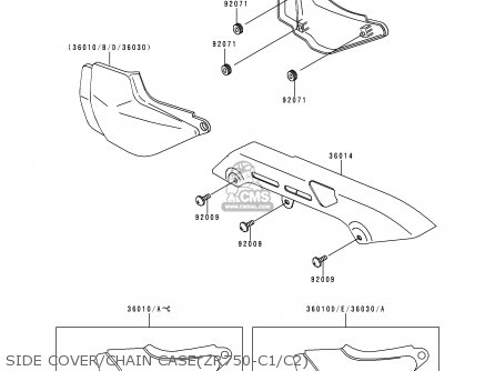 SIDE COVER/CHAIN CASE(ZR750-C1/C2) - ZR750C1 ZEPHYR 750 1991 EUROPE UK FR AR FG GR IT NR SD SP ST