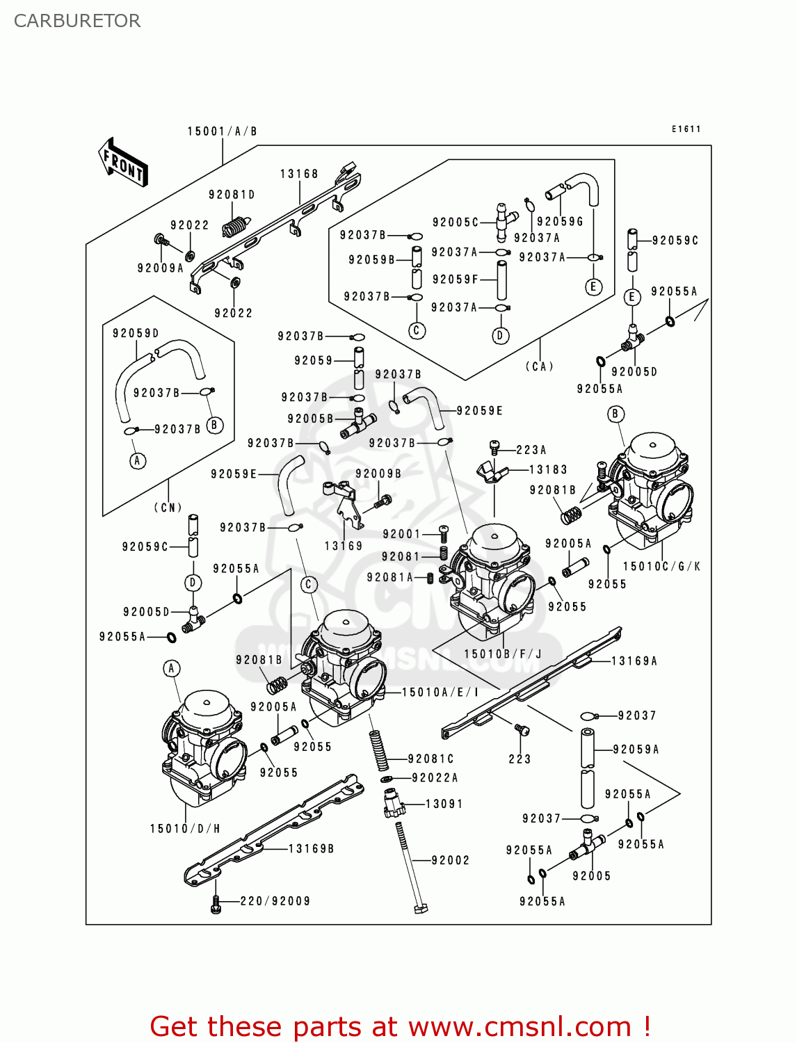 CARBURETOR ZR750C2 ZEPHYR 1992 USA CALIFORNIA CANADA