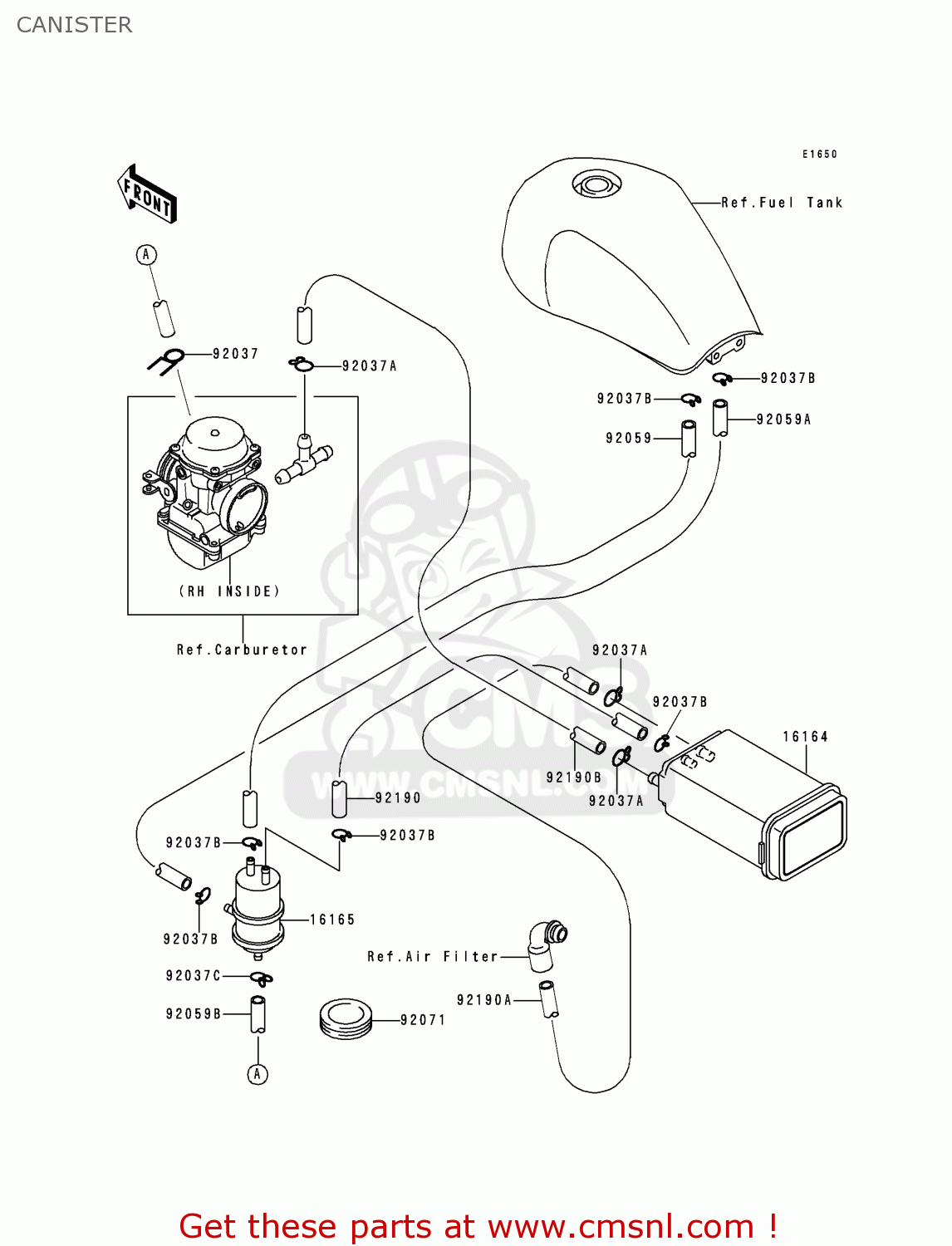 CANISTER ZR750C2 ZEPHYR 1992 USA CALIFORNIA CANADA