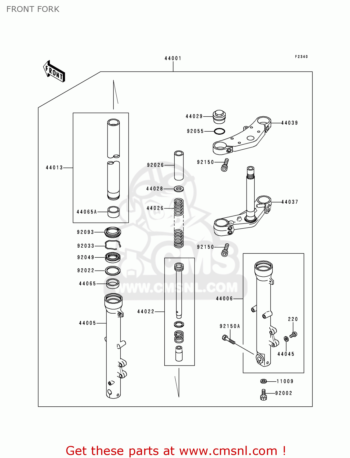FRONT FORK ZR750C2 ZEPHYR 1992 USA CALIFORNIA CANADA