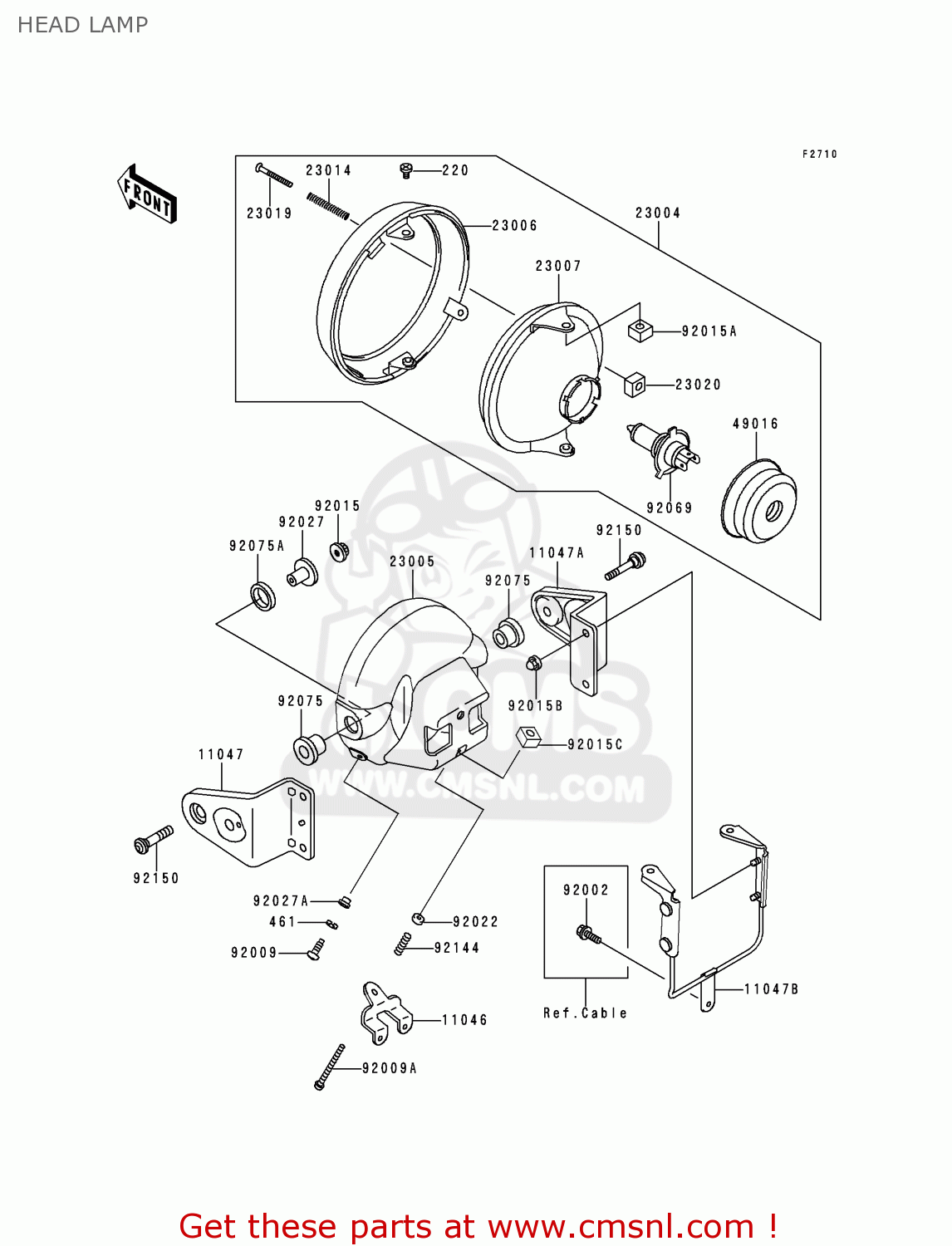 HEAD LAMP ZR750C2 ZEPHYR 1992 USA CALIFORNIA CANADA