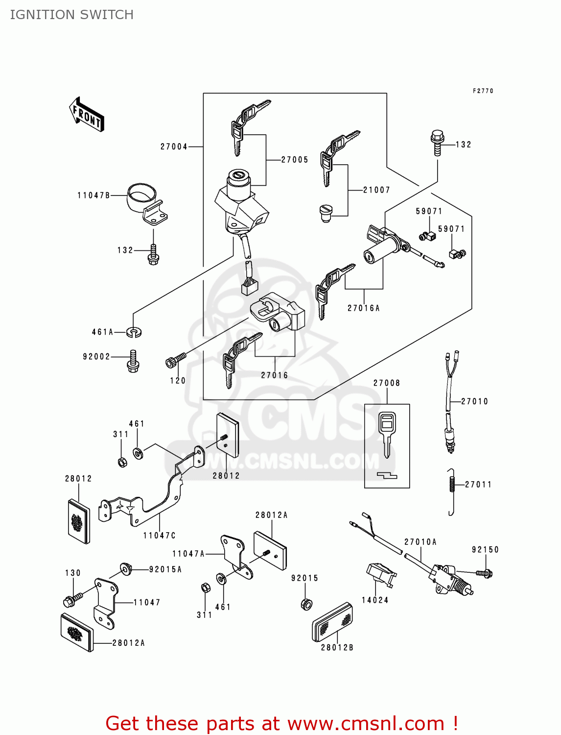 IGNITION SWITCH ZR750C2 ZEPHYR 1992 USA CALIFORNIA CANADA