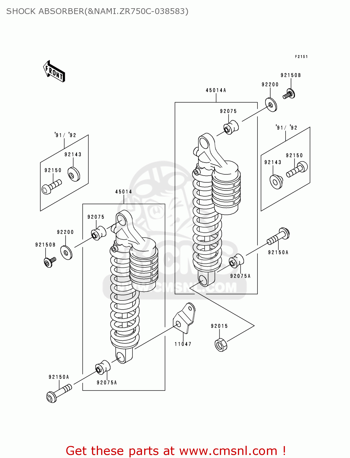 SHOCK ABSORBER(&NAMI.ZR750C-038583) ZR750C2 ZEPHYR 750 1992 EUROPE UK FR AR FG GR IT NR SD SP ST