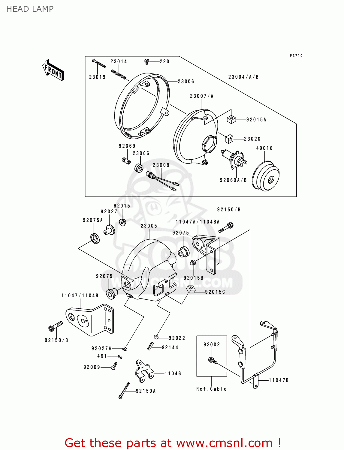 HEAD LAMP ZR750C2 ZEPHYR 750 1992 EUROPE UK FR AR FG GR IT NR SD SP ST