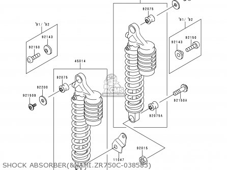 SHOCK ABSORBER(&NAMI.ZR750C-038583) - ZR750C2 ZEPHYR 750 1992 EUROPE UK FR AR FG GR IT NR SD SP ST