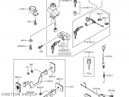 IGNITION SWITCH - ZR750C2 ZEPHYR 750 1992 EUROPE UK FR AR FG GR IT NR SD SP ST