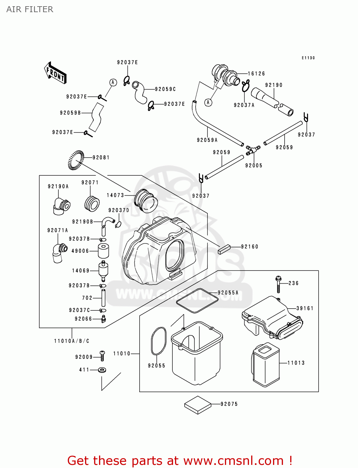 AIR FILTER ZR750C3 ZEPHYR 1993 USA CALIFORNIA CANADA