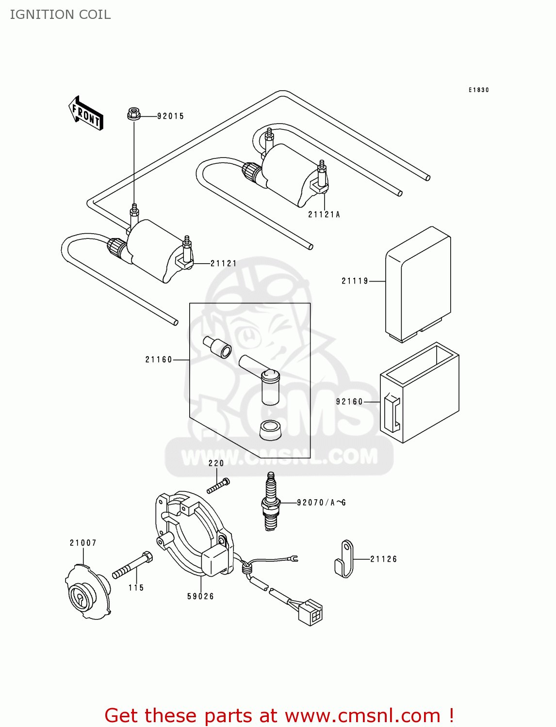 IGNITION COIL ZR750C3 ZEPHYR 1993 USA CALIFORNIA CANADA