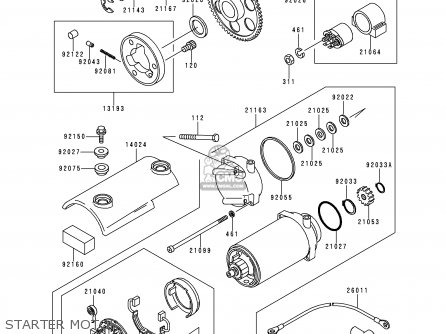 STARTER MOTOR - ZR750C3 ZEPHYR 1993 USA CALIFORNIA CANADA