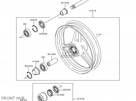 FRONT HUB - ZR750C3 ZEPHYR 1993 USA CALIFORNIA CANADA