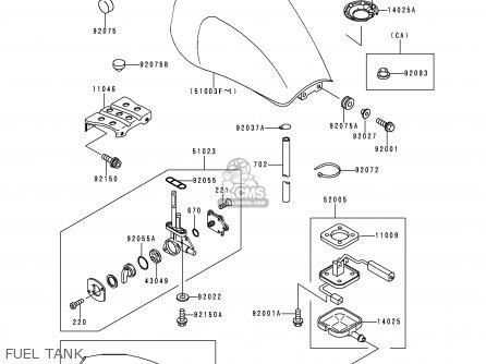 FUEL TANK - ZR750C3 ZEPHYR 1993 USA CALIFORNIA CANADA