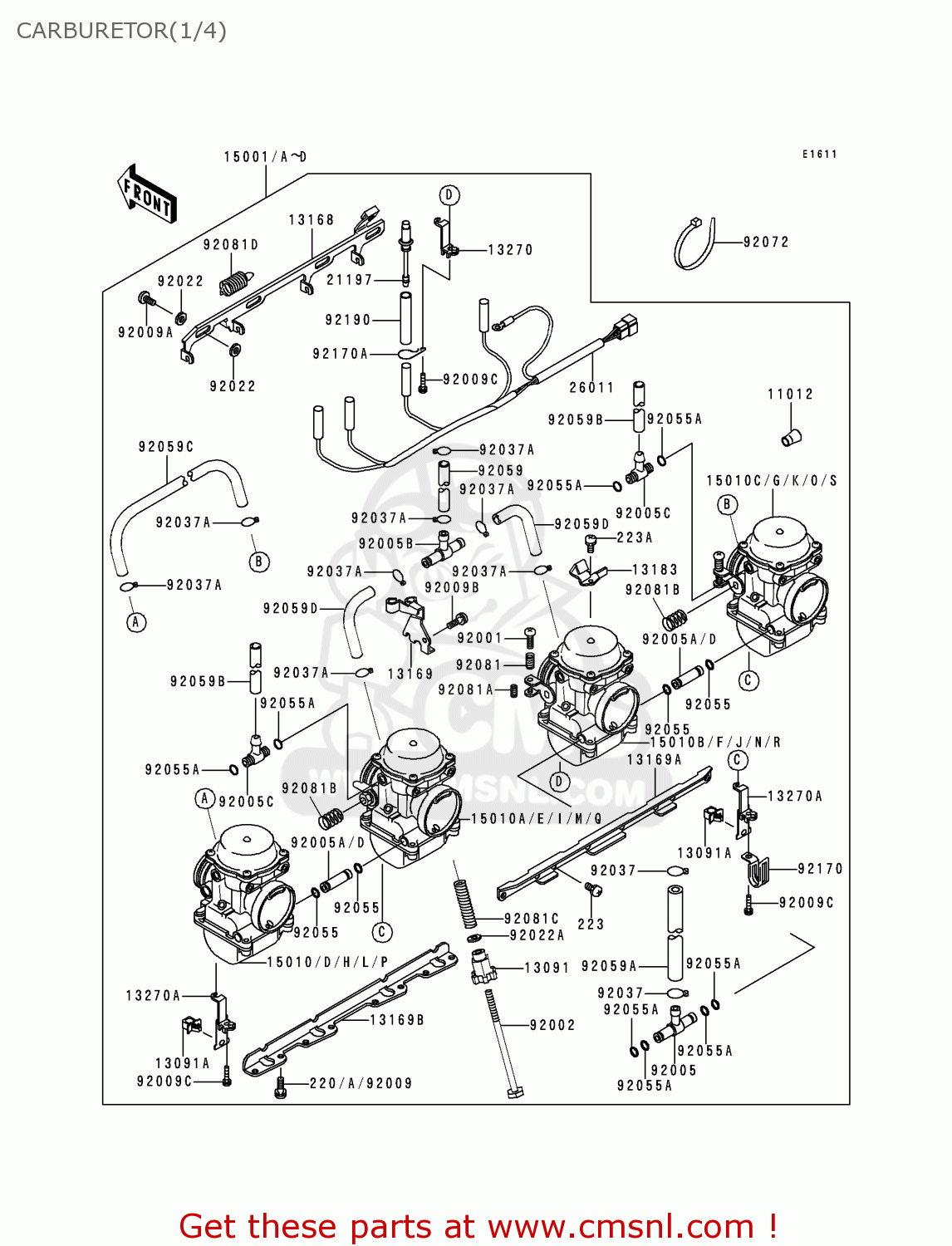 CARBURETOR(1/4) ZR750C3 ZEPHYR 750 1993 EUROPE UK FR AR FG GR IT NR SP ST