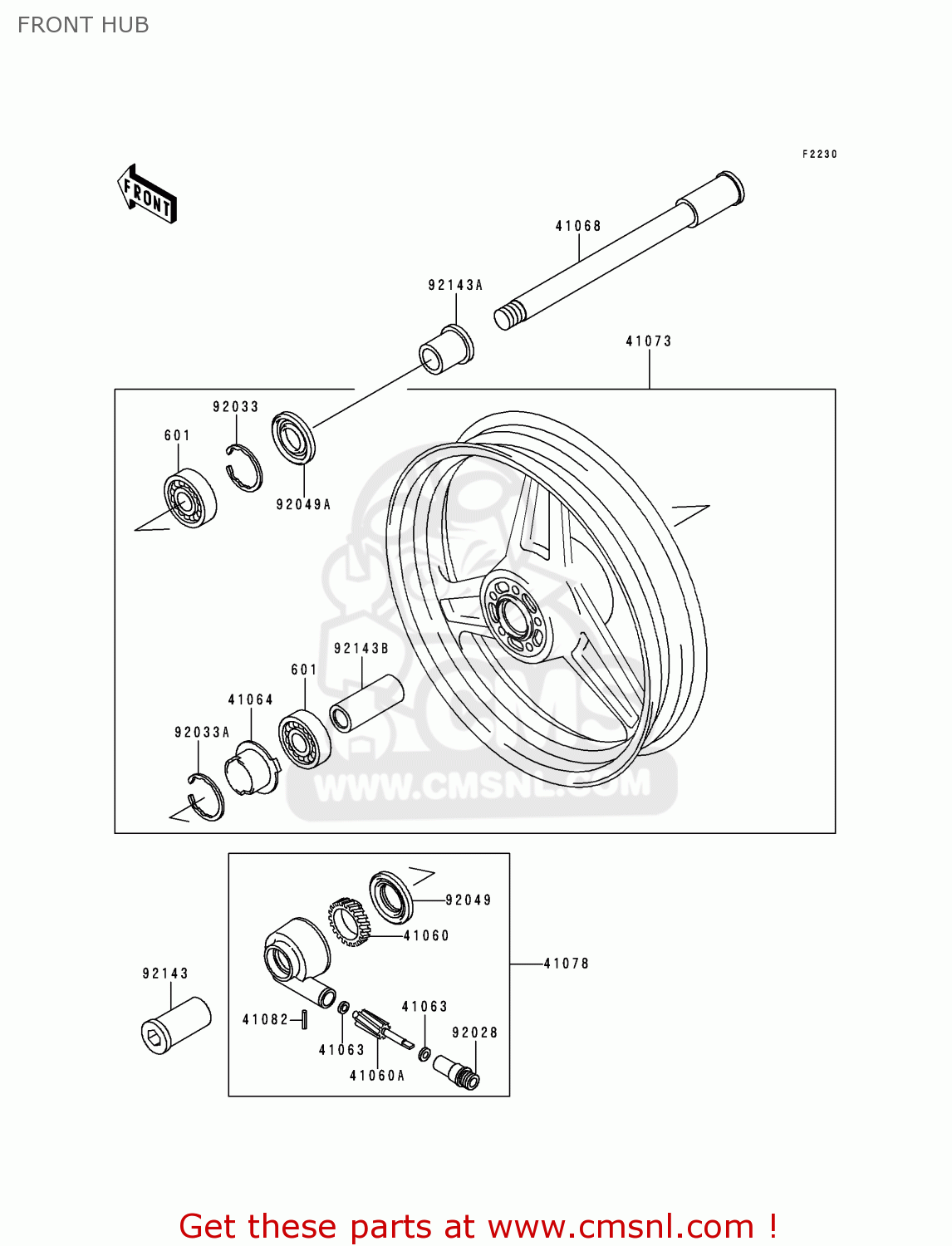 FRONT HUB ZR750C3 ZEPHYR 750 1993 EUROPE UK FR AR FG GR IT NR SP ST
