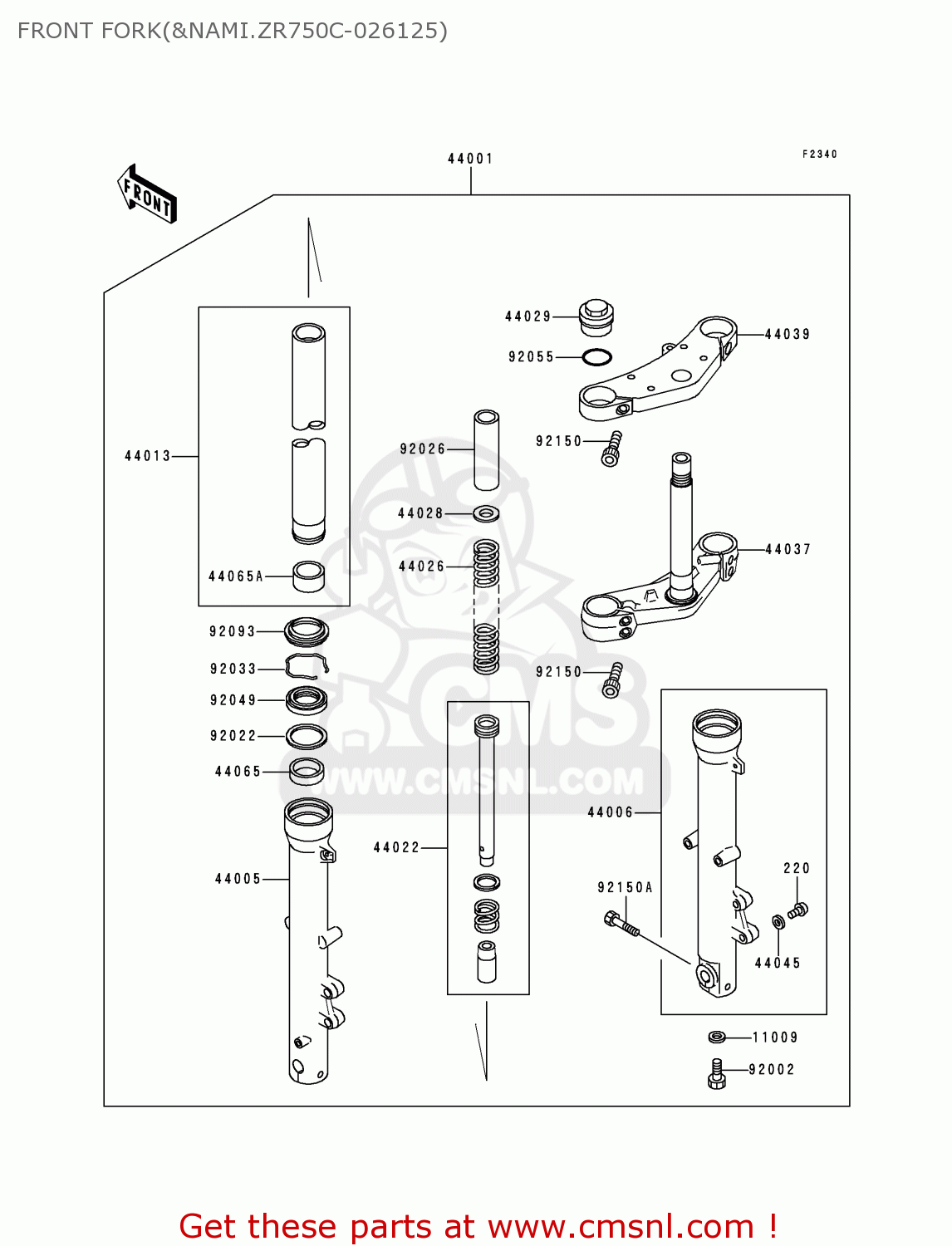 FRONT FORK(&NAMI.ZR750C-026125) ZR750C3 ZEPHYR 750 1993 EUROPE UK FR AR FG GR IT NR SP ST