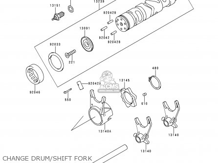 CHANGE DRUM/SHIFT FORK - ZR750C3 ZEPHYR 750 1993 EUROPE UK FR AR FG GR IT NR SP ST