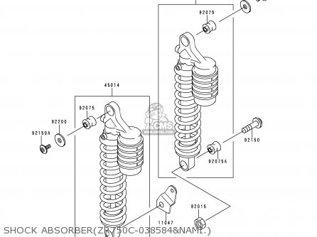 SHOCK ABSORBER(ZR750C-038584&NAMI.) - ZR750C3 ZEPHYR 750 1993 EUROPE UK FR AR FG GR IT NR SP ST