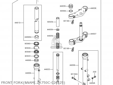 FRONT FORK(&NAMI.ZR750C-026125) - ZR750C3 ZEPHYR 750 1993 EUROPE UK FR AR FG GR IT NR SP ST