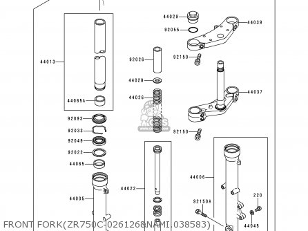 FRONT FORK(ZR750C-026126&NAMI.038583) - ZR750C3 ZEPHYR 750 1993 EUROPE UK FR AR FG GR IT NR SP ST