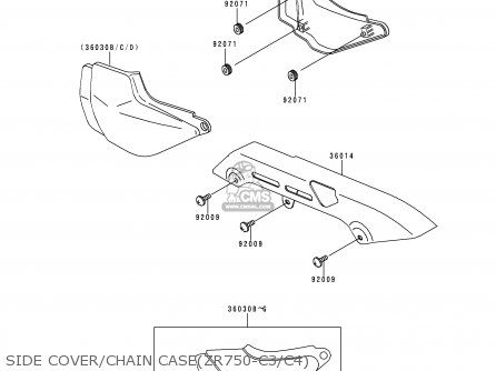 SIDE COVER/CHAIN CASE(ZR750-C3/C4) - ZR750C3 ZEPHYR 750 1993 EUROPE UK FR AR FG GR IT NR SP ST