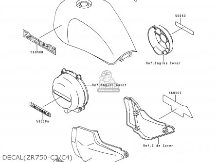 DECAL(ZR750-C3/C4) - ZR750C3 ZEPHYR 750 1993 EUROPE UK FR AR FG GR IT NR SP ST
