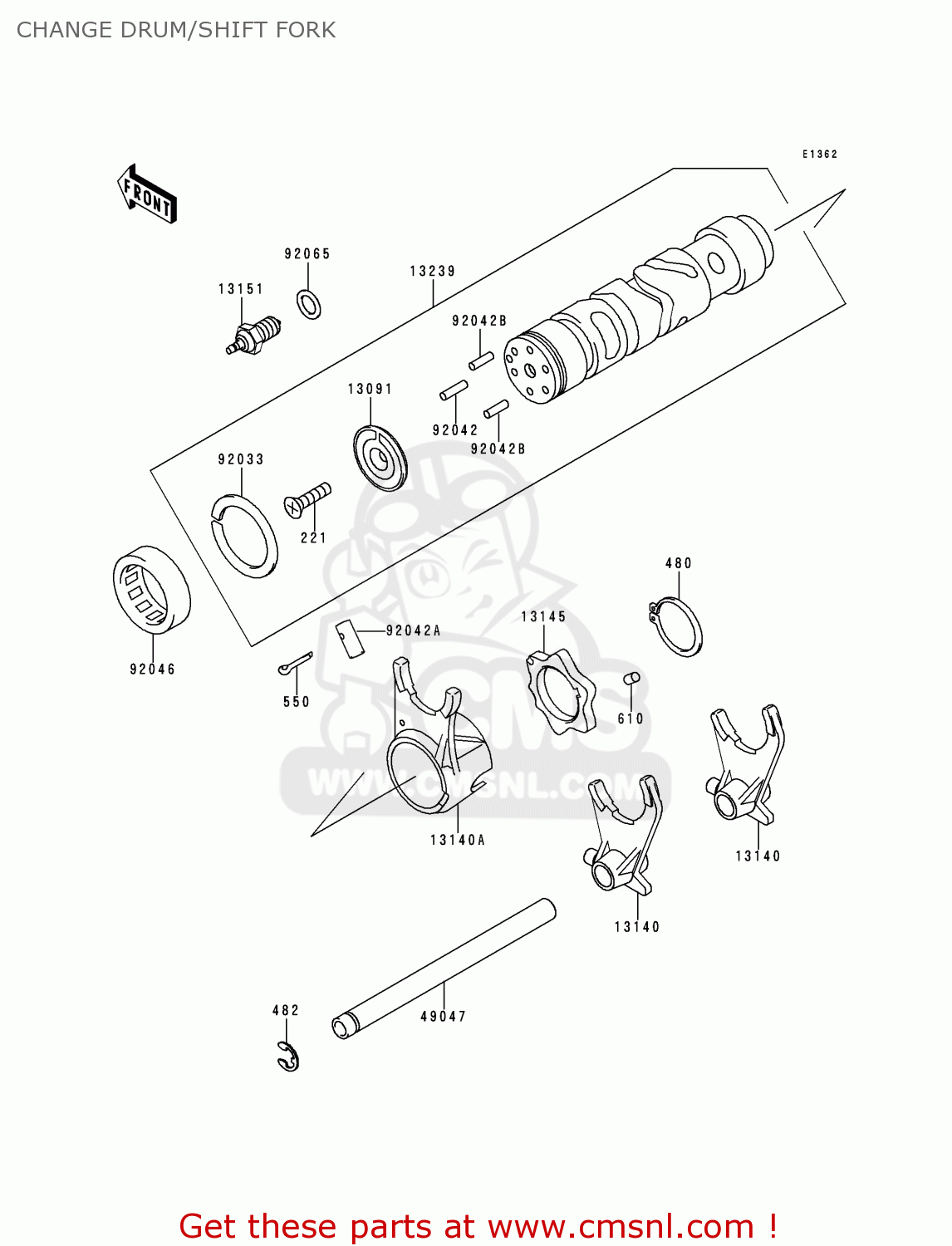 CHANGE DRUM/SHIFT FORK ZR750C4 ZEPHYR 750 1994 EUROPE UK FR AR FG GR NR SP ST