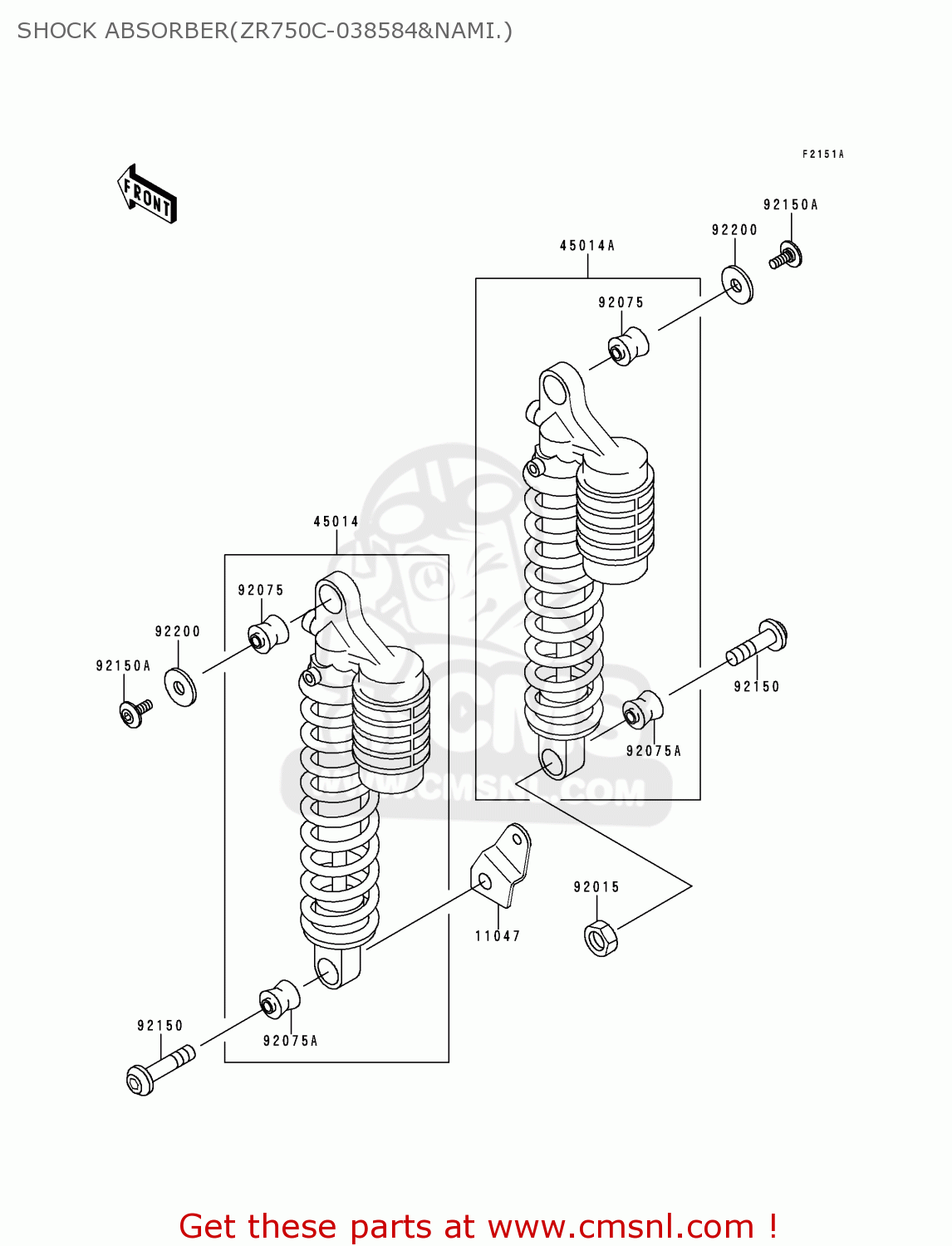 SHOCK ABSORBER(ZR750C-038584&NAMI.) ZR750C4 ZEPHYR 750 1994 EUROPE UK FR AR FG GR NR SP ST