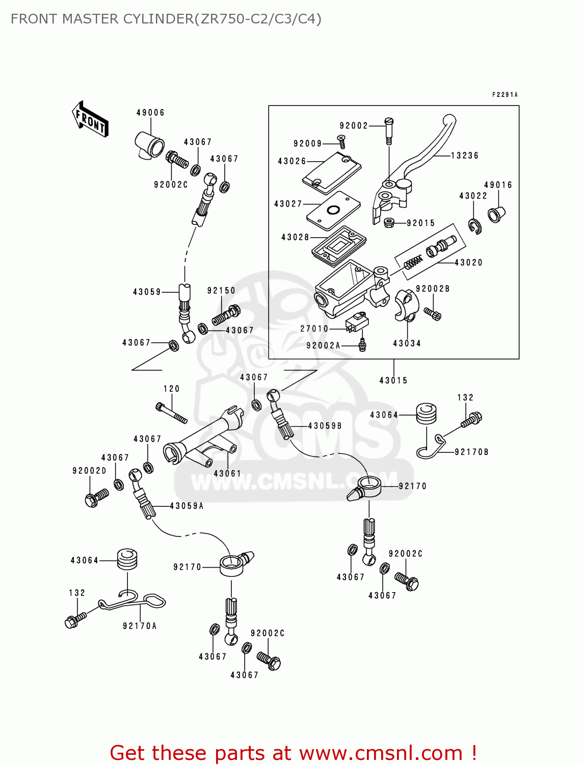 FRONT MASTER CYLINDER(ZR750-C2/C3/C4) ZR750C4 ZEPHYR 750 1994 EUROPE UK FR AR FG GR NR SP ST