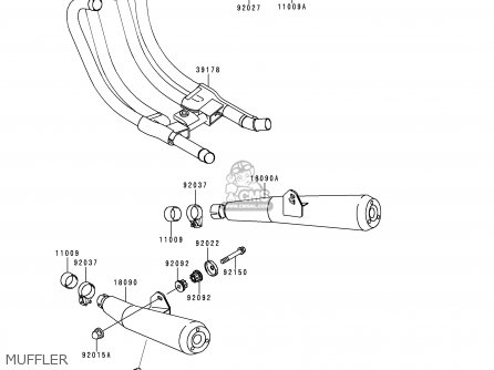 MUFFLER - ZR750C4 ZEPHYR 750 1994 EUROPE UK FR AR FG GR NR SP ST