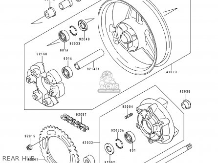 REAR HUB - ZR750C4 ZEPHYR 750 1994 EUROPE UK FR AR FG GR NR SP ST