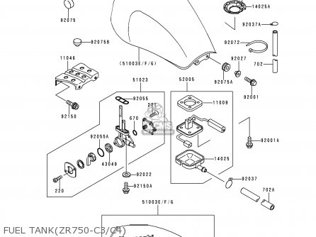 FUEL TANK(ZR750-C3/C4) - ZR750C4 ZEPHYR 750 1994 EUROPE UK FR AR FG GR NR SP ST
