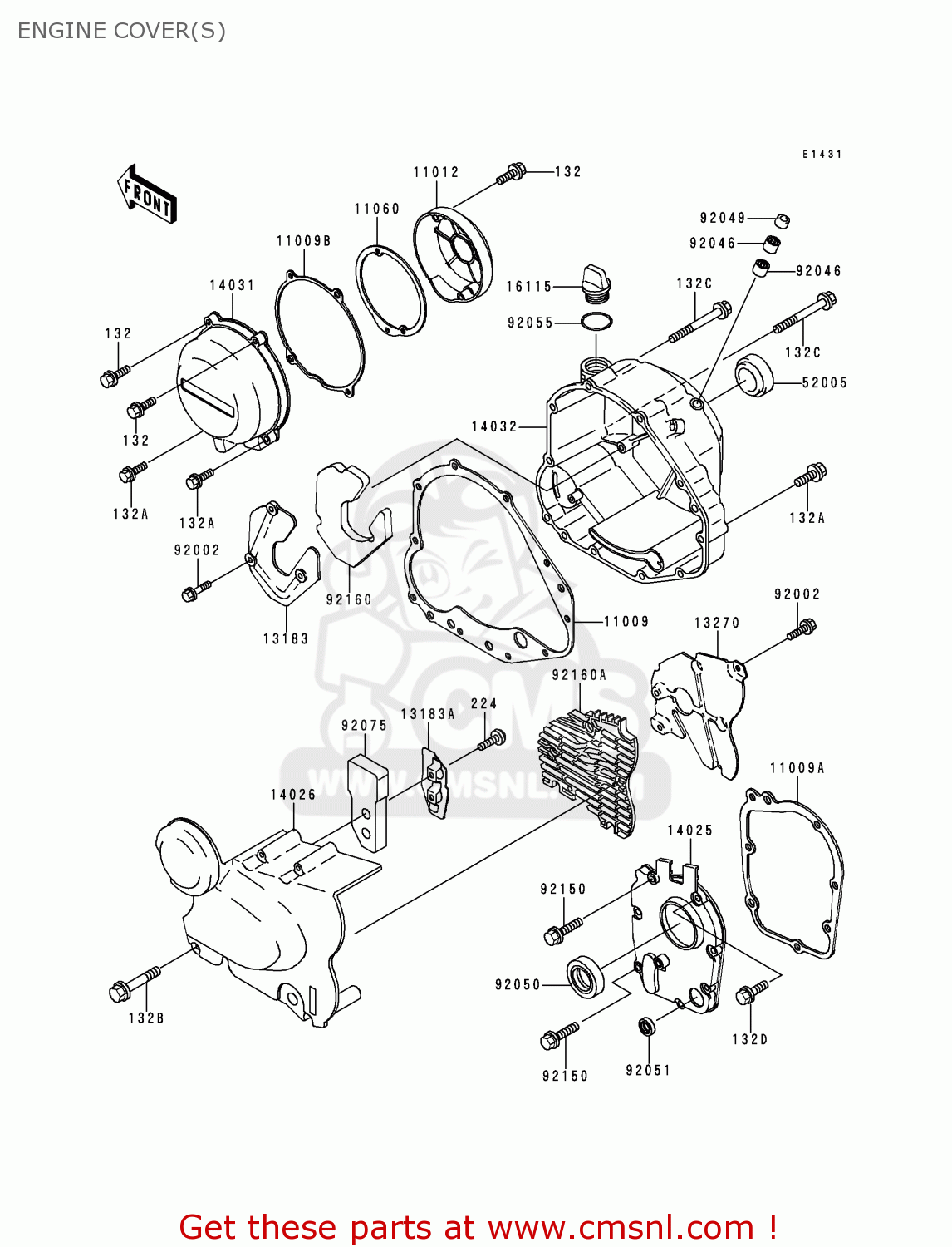 ENGINE COVER(S) ZR750C5 ZEPHYR 750 1995 EUROPE UK FR NL AR FG GR SP ST