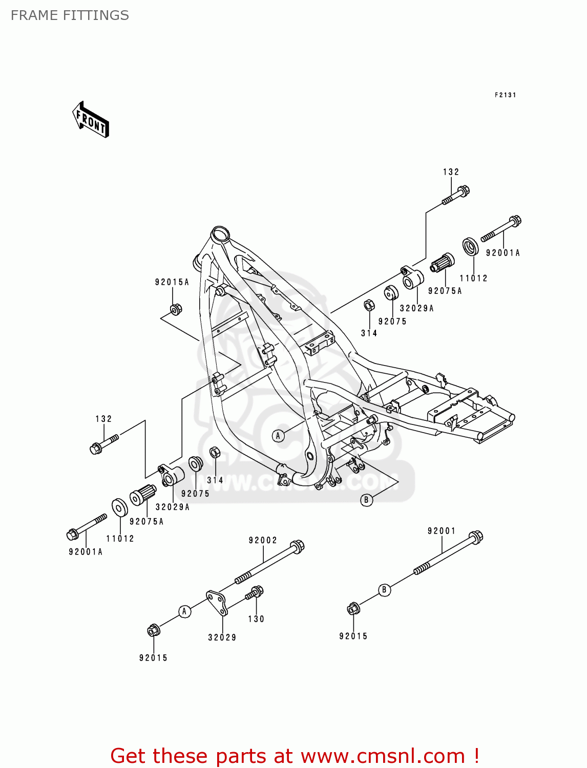 FRAME FITTINGS ZR750C5 ZEPHYR 750 1995 EUROPE UK FR NL AR FG GR SP ST